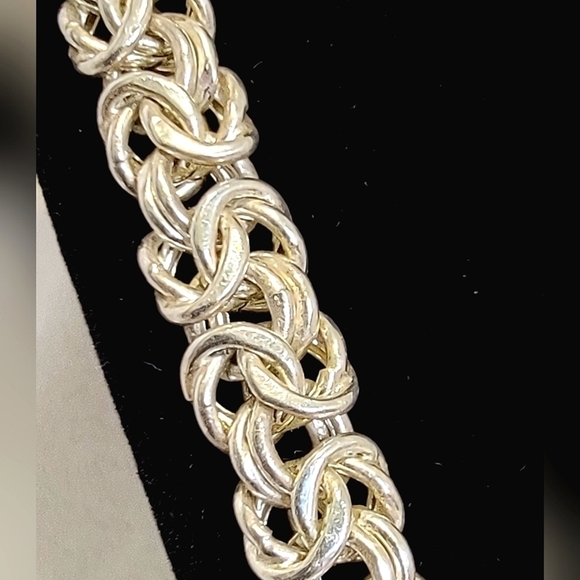 STERLING Silver Byzantine Style Necklace and Bracelet Set - Picture 3 of 6